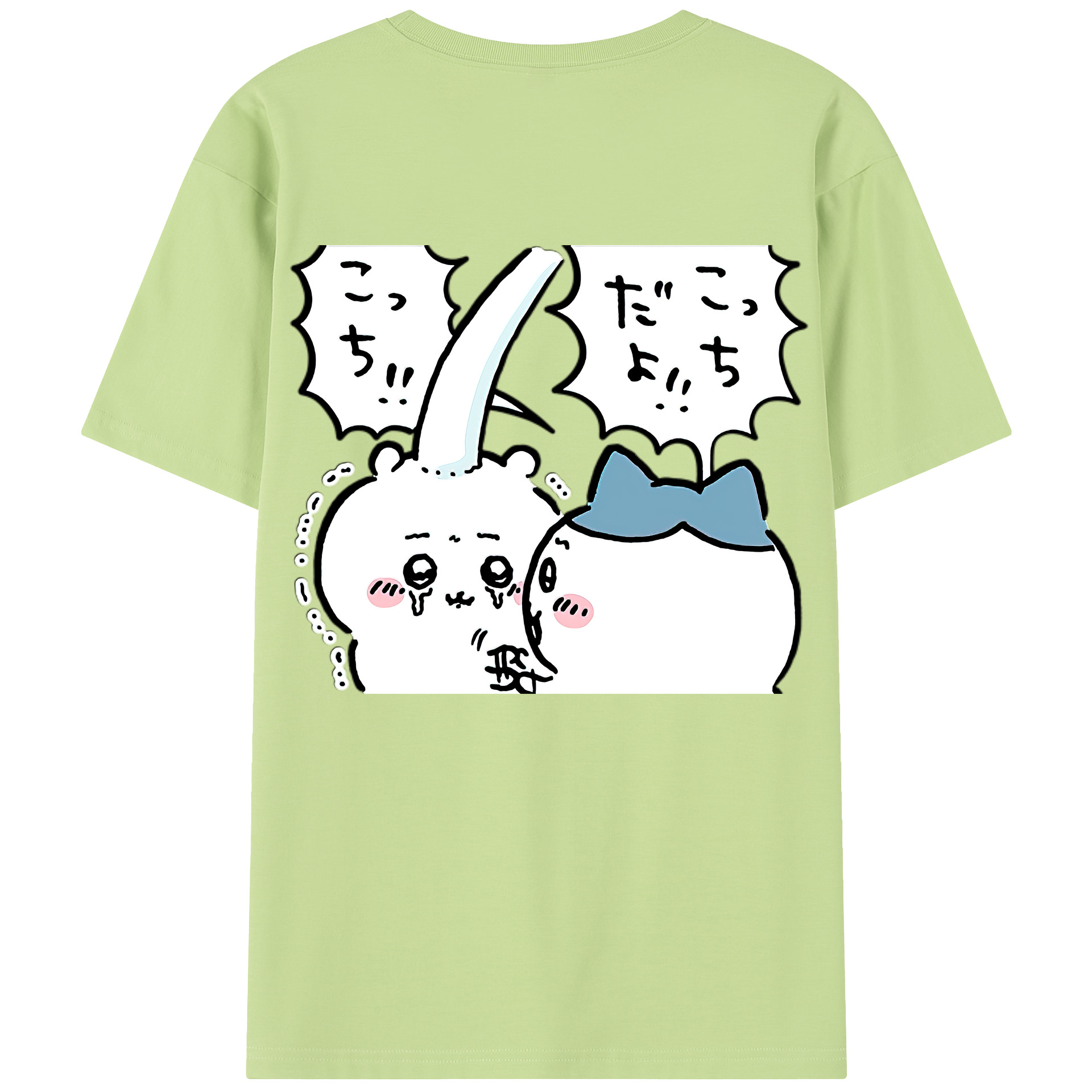 （画像用） ちいかわ ハチワレ Chii-kawa hachiware 綿100％半袖Tシャツ（背面プリント）